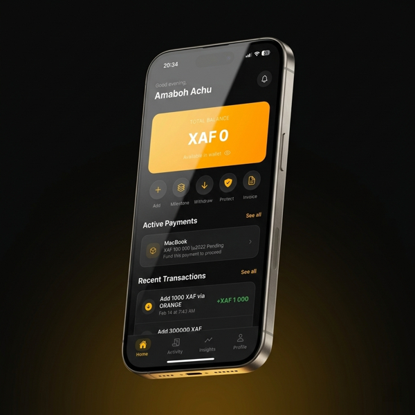 Payskript app showing secure escrow dashboard